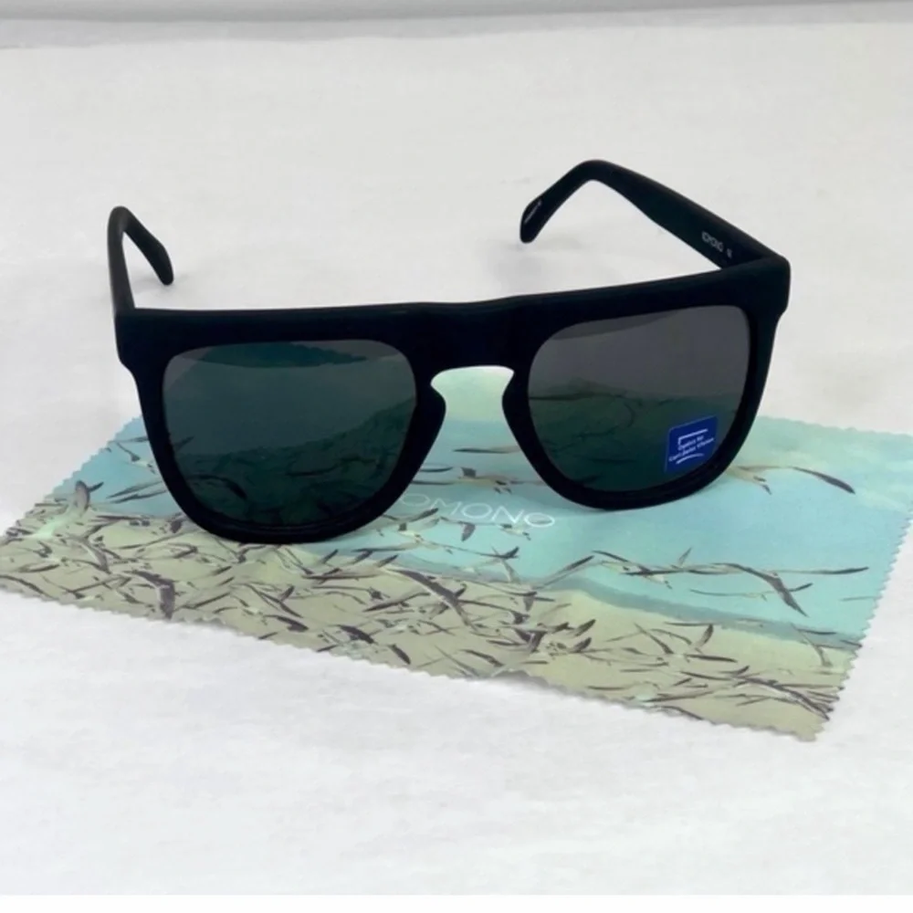 Komono Bennet Black Rubber Sunglasses NEW flat brow